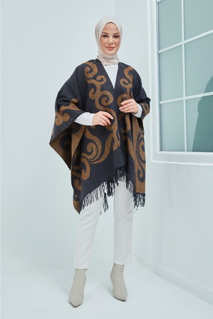 Hep Trend Women's Double Sided Fringed Shoulder Shawl Poncho