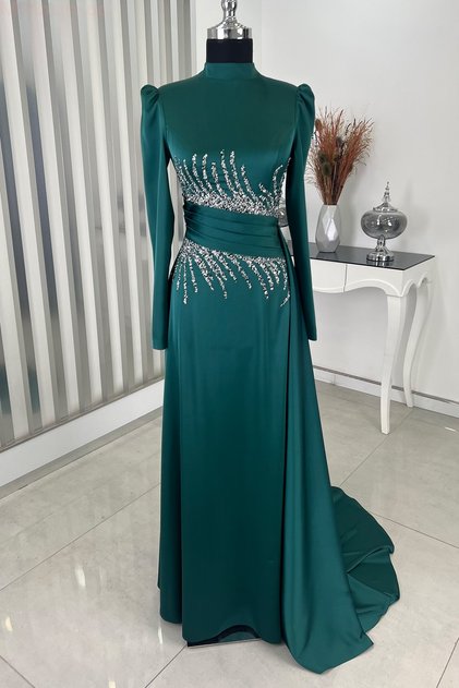 Emerald Ceyla Evening Dress - Stone Detailed Tail