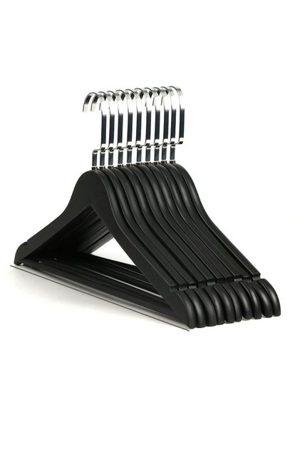 Black Wooden Hanger Clothes Dress Shirt and Trouser Hanger 50 Pieces Special Series