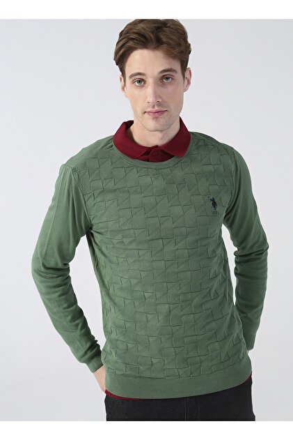 Crew Neck Green Men's Sweater Tcp01-bsk22
