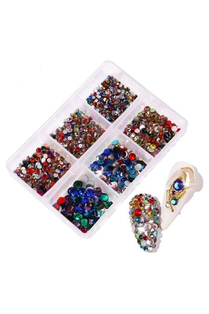 1 Kutu Tırnak Süsleme Ve Makyaj Taşı Kolay Uygulanabilir Nail Art 8. Stil Karışık Renk