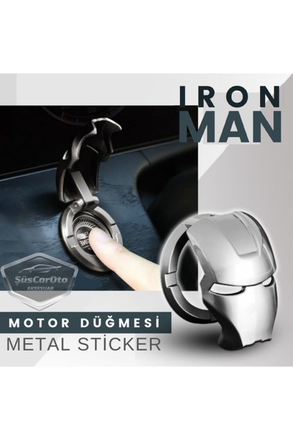 Start Stop Tuşu Kapağı Iron Man Metal Tuş Koruyucu Dekoratif Özel Çinko Alaşım Krom