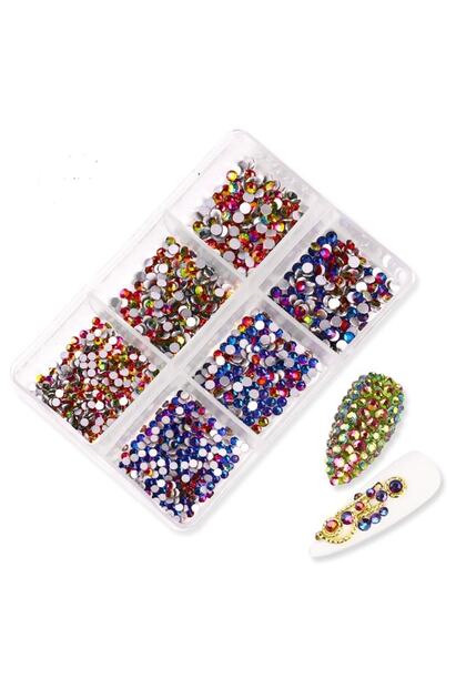 1 Kutu Tırnak Süsleme Ve Makyaj Taşı Kolay Uygulanabilir Nail Art 15. Stil Kırmızı Ve Mavi Karışık