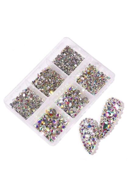 1 Kutu Tırnak Süsleme Ve Makyaj Taşı Kolay Uygulanabilir Nail Art 2. Stil Aurora Borealis