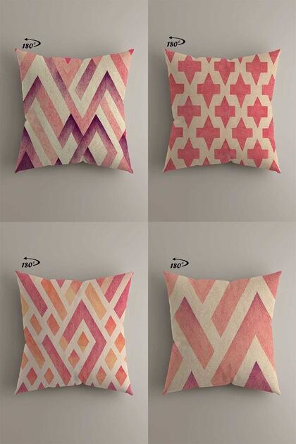 Modern Decorative Design Double Sided Digital Printed 4-Piece Decorative Throw Pillow Cover