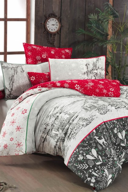 Dolce Red Double 100% Cotton Flannel Duvet Cover Set