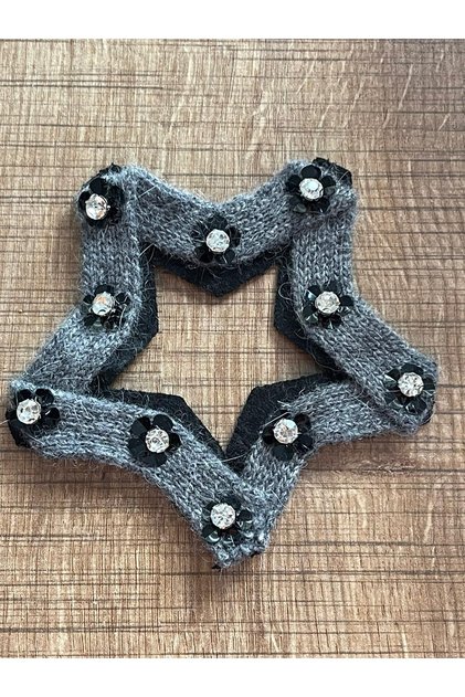 11X11 cm Zircon Stone Knitwear Star Applique Arma Patch