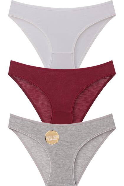 3-Pack Breathable Fabric Mid-High Waist Women's Bato Panties W-2549 R6+4