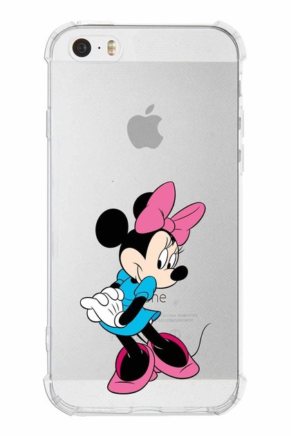 Iphone 5se Uyumlu Köşe Korumalı Antişok Kapak Minnie Mouse Tasarımlı Şeffaf Kılıf