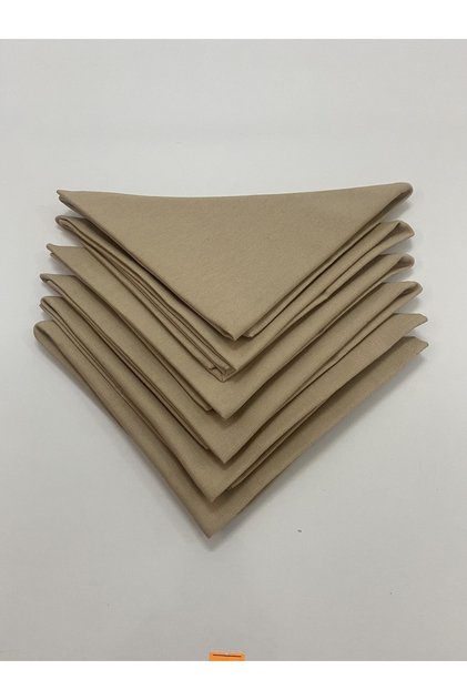 Light Brown Fabric Napkin Special Stitched 6-Piece Napkin Set