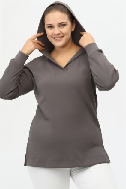 Sweat-grey Camisole with Collar Placket and Slit