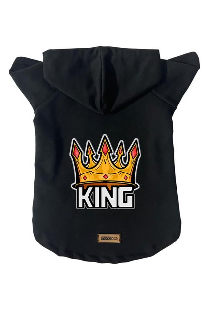 Hooded Fleece Sweatshirt Dog And Cat Outfit & Dress - Black King - Size M