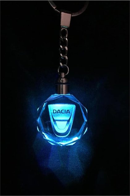 Led Keychain 2d Blasting Crystal Led Light Keychain with Dacia Logo, Car Keychain