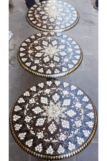 Sedef Kakma Fiskos Sehpa - 50 Cm -yükseklik 70cm