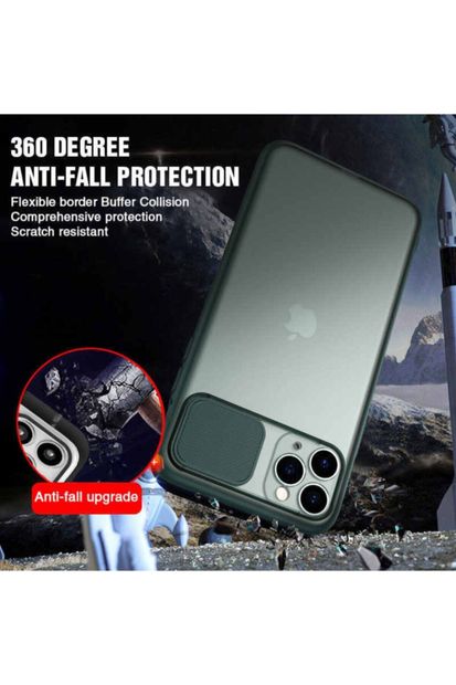 coverest Iphone 12 Pro (6.1'') Kamera Lens Korumalı Sürgülü Lüx Kılıf Kırmızı - 5