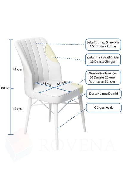 Rovena Arel Beyaz 80x132 Mdf Açılabilir Mutfak Masası Takımı 4 Adet Sandalye - 6