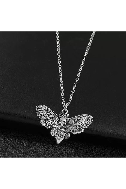 Harajuku Fashion Gothic Punk Skull Moth Necklace