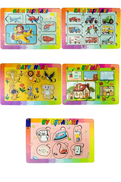artı dekor 5'li Eğitici Çocuk Bultak Yabboz Puzzle Seti2 14x20 Cm