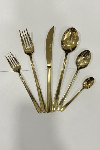 Neva Model Gold 12-Person 60 Piece Fork and Spoon Set