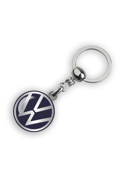 Atlantic Blue Volkswagen Logo Metal Car Keychain - New Logo