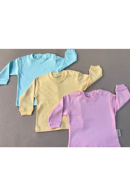 Long Sleeve Baby Top (PACK OF 3) (WATER GREEN, YELLOW, PINK) 0-24 Months