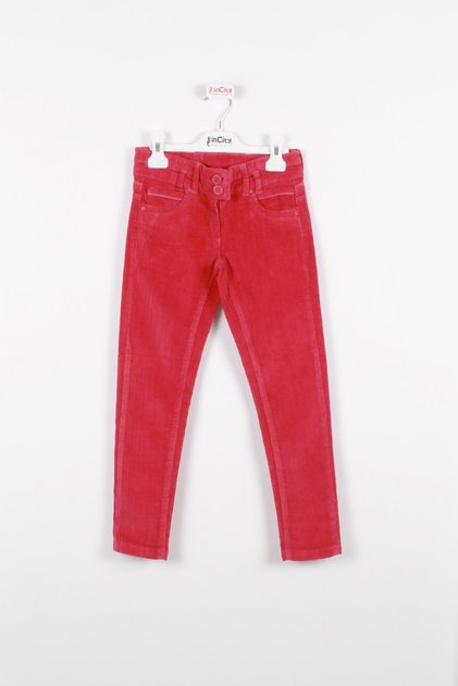 Girl's Skinny Leg Fuchsia Velvet Trousers