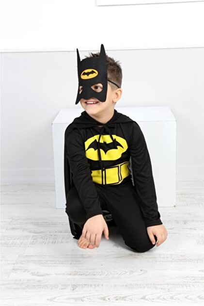 Lolliboomkids Erkek Çocuk Süper Kahraman Batman Yarasa Adam Maskeli Kostüm - 1
