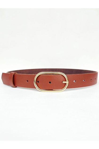 100% Genuine Leather Women's Belt with Gold Buckle
