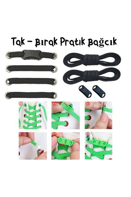 Practical Shoelaces Takbırak Laces Elastic Clip-on Elastic Boots Children's Shoelaces (BLACK)