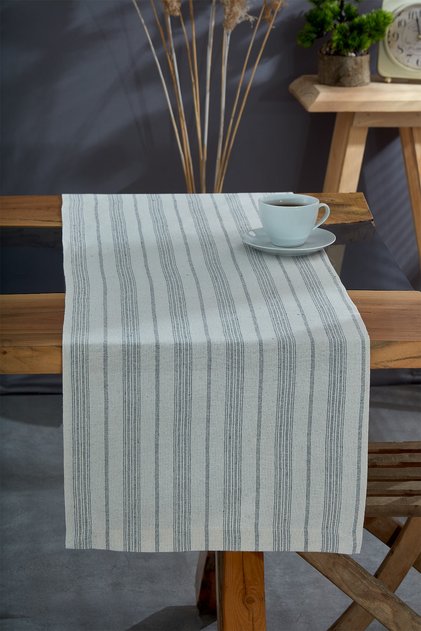 Washed Cotton Anthracite Runner Table Cloth 50x150 Cm