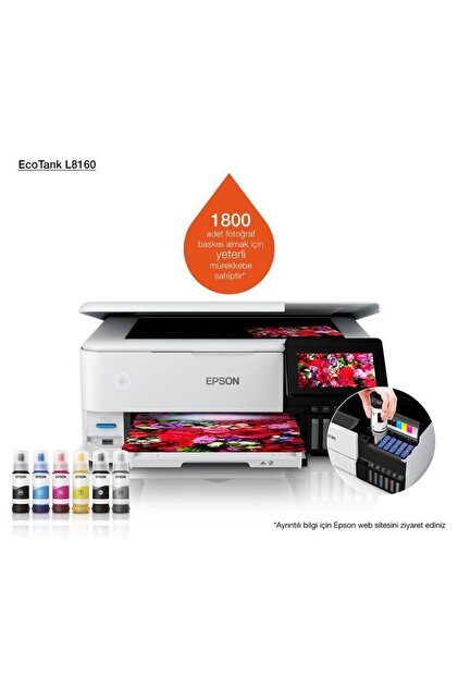 Epson Ecotank L8160 A4 Fotoğraf Yazıcısı Tarayıcı Fotokopi