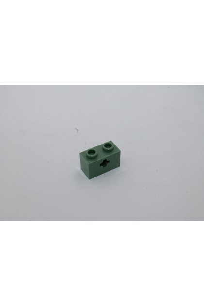 Original Accessory Moc Technic Brick 1 X 2 Axle Perforated Brick Sand Green 4 Pieces Will Be Sent
