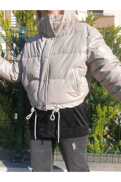 Women's Mink Leather Puffer Jacket