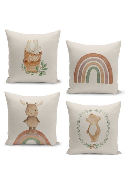 4-Piece Throw Pillow Cover Set Kids Baby Room Digital Printed