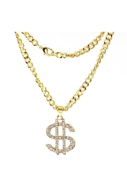 Hip Hop Rap Thug Life Gangster Sarı Dolar Kolye Zinciri