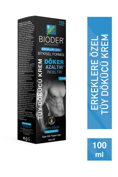 Bioder Erkeklere Özel Tüy Dökücü Krem 100 ml Tüy Azaltıcı Etki - 1