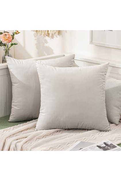 Cream Color Premium Velvet Special Cushion Cover 2-Pack 43x43 Cm