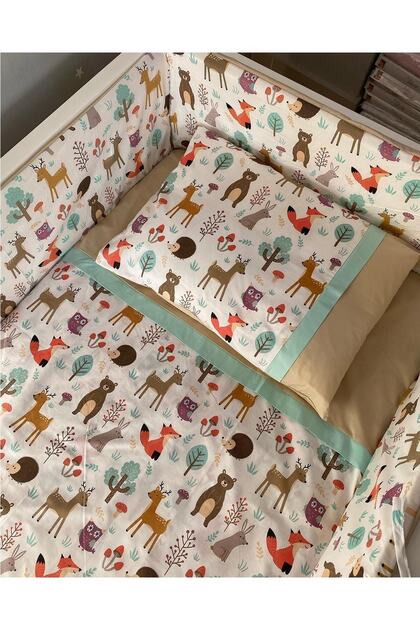 Cute Forest Pattern Combination 120x200 Baby Montessori Bedding Set and Edge Protection Set