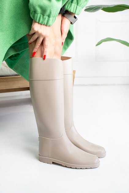 Women's Rain Boots Waterproof Beige Color