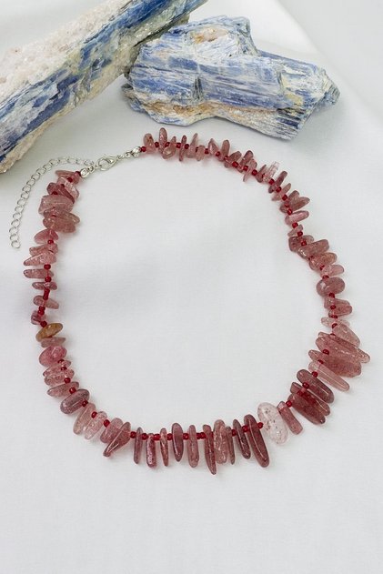 Strawberry Quartz Stone Necklace