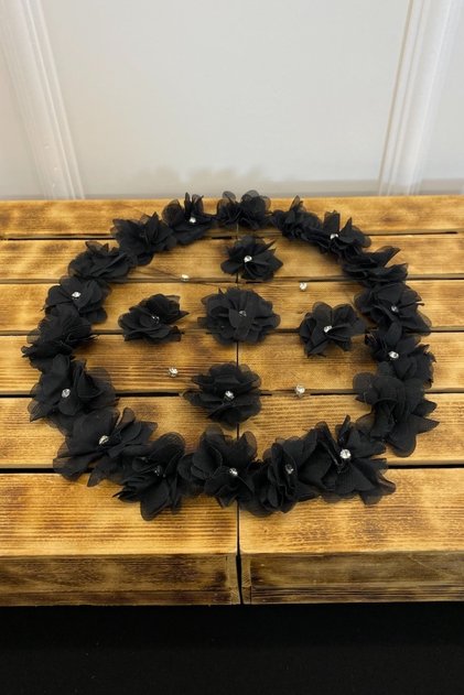 Black Bride and Groom Handkerchief, Three-Dimensional Laser Flower and Shiny Stones, Wedding Henna Circumcision Promise Engagement Halay