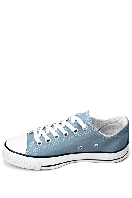 GÖN Mavi Keten Bağcıklı Kadın Günlük Spor Düz Taban Sneaker 35222 - 6