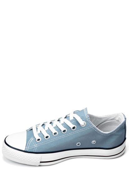 GÖN Mavi Keten Bağcıklı Kadın Günlük Spor Düz Taban Sneaker 35222 - 8