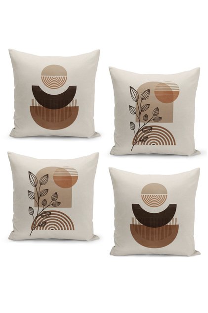 Set of 4 Cushion Cover Set, Reversible Digital Print