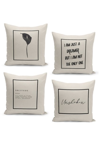 Set of 4 Cushion Cover Set, Reversible Digital Print