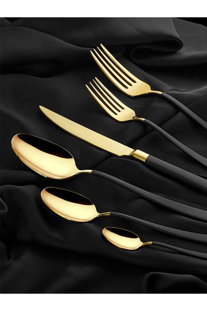 Rigel Gold Black - 72 Parça Çatal Bıçak Kaşık Seti