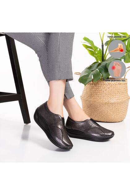 Women's Orthopedic Leather Shoes Anthracite