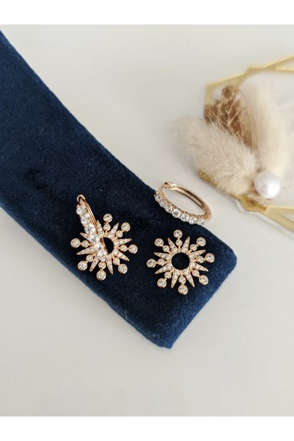 Gold Vip Series Zircon Stone Sun Model Earrings