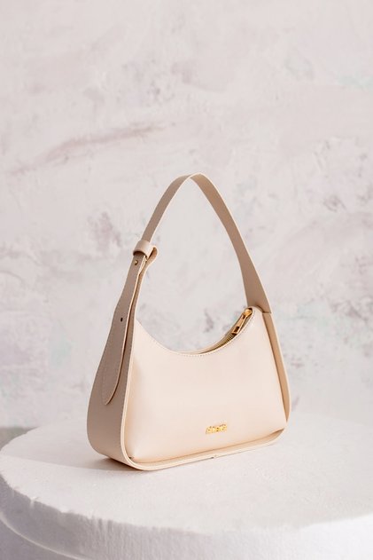 Cream Lined Hand and Shoulder Bag