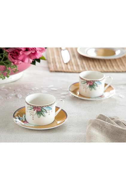 Protea New Bone China 2-Piece Coffee Cup Set 80 Ml Mustard